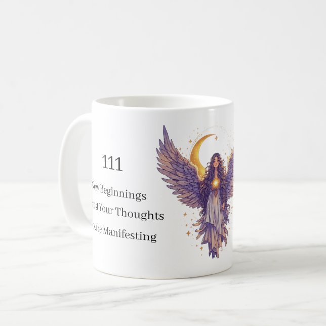 Mug Numéro d'ange personnalisé Art Céleste (Devant gauche)