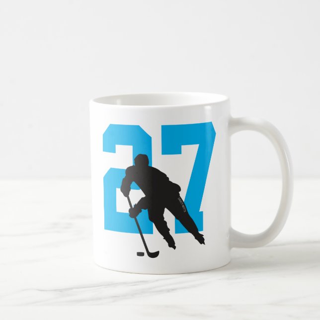 Mug Numéro de joueur de hockey personnalisé bleu turqu (Droite)