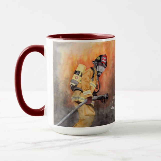 Mug Numéro de poste de pompier Fireman Texte personnal (Gauche)
