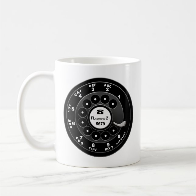 Mug Numéro de téléphone Rotary - Personnalisé 921 (Gauche)