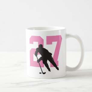 Mug Numéro du joueur de hockey personnalisé rose