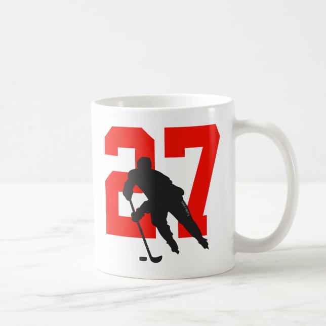 Mug Numéro du joueur de hockey personnalisé rouge (Droite)