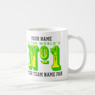 Mug Numéro Un Du Fan De Football. Vert et jaune