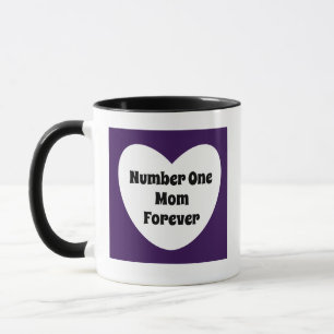 Mug Numéro Un Maman Foncé Violet Moderne Coeur Blanc