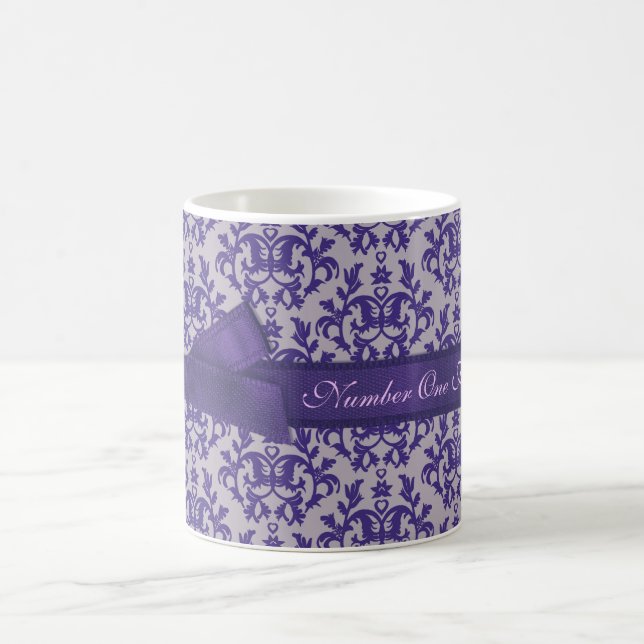 Mug Numéro Un Mode Maman damasse mauve gris muqueuse (Centre)