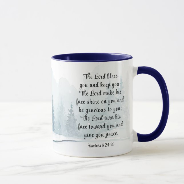 Mug Numéros 6 Seigneur Bénissez-vous Bible Verse Neige (Droite)