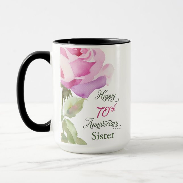 Mug Nun 70th Anniversary Sister Jubilee Pink Rose (Gauche)