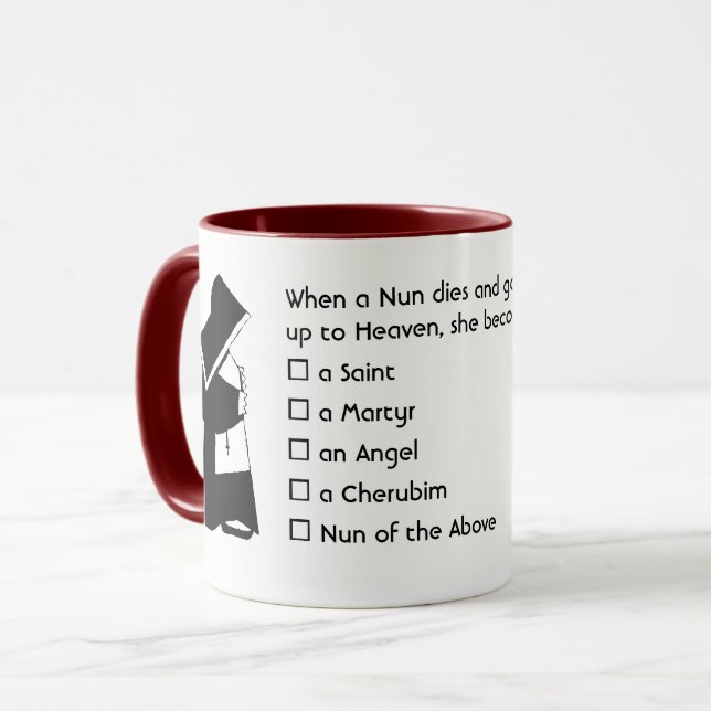 Mug Nun Fun - humour propre, Nun Heaven Joke (Devant gauche)