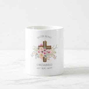 Mug NUN - Ordination ou anniversaire - Croix florale