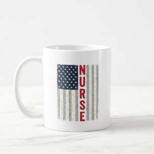 Mug Nurse Drapeau Américain Vintage Gravure Design de 