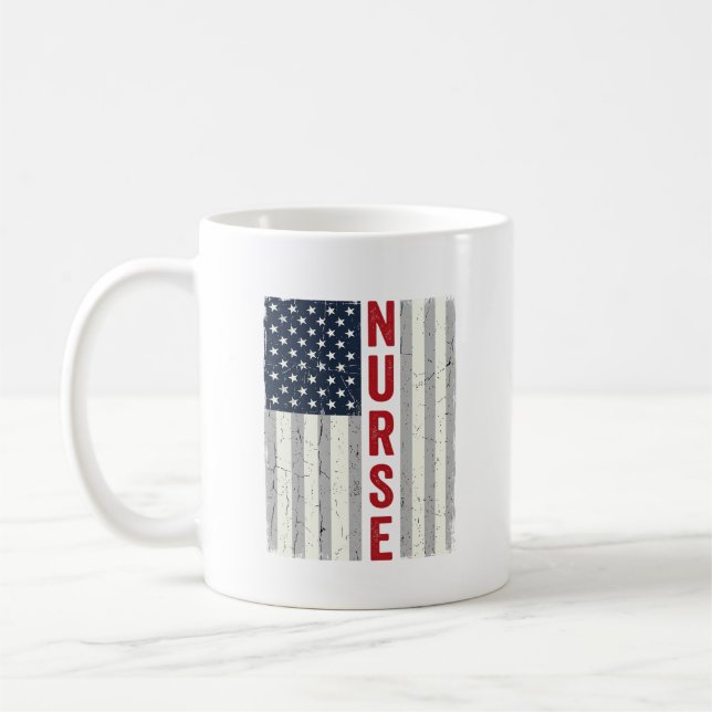 Mug Nurse Drapeau Américain Vintage Gravure Design de  (Gauche)