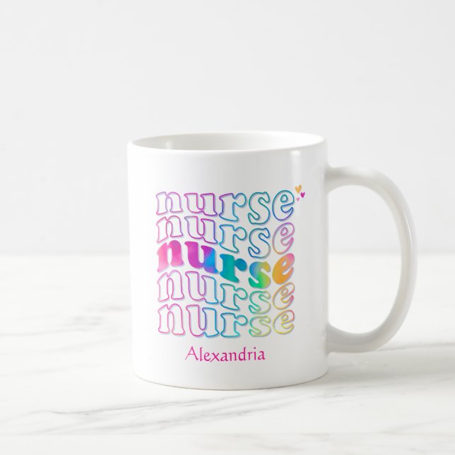Mug "Nurse" en Elegant Rainbow Colors (Droite)