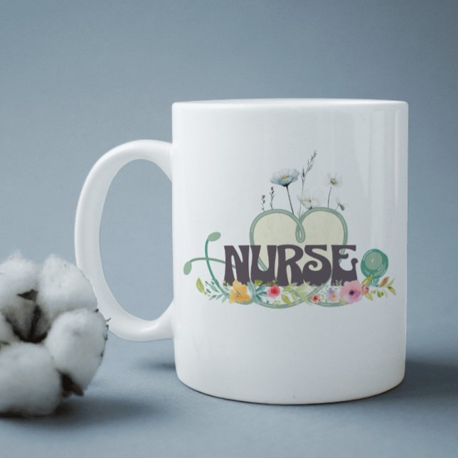 Mug Nurse Floral Garden Your Name (Créateur téléchargé)