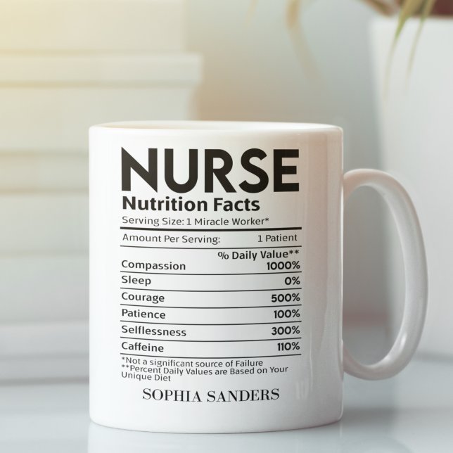 Mug Nurse Nutrition Facts, funny Nurse (Créateur téléchargé)