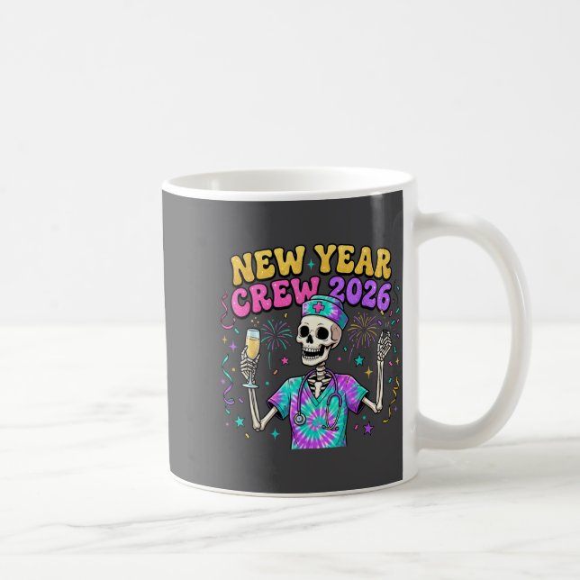 Mug Nurse Skeleton New Year Crew 2026 Funny Er Icu Eve (Droite)