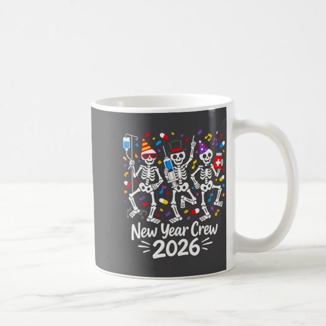 Mug Nurse Skeleton New Year Crew 2026 Funny Er Icu Par (Droite)