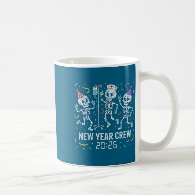 Mug Nurse Skeleton New Year Crew 2026 Funny Er Icu Par (Droite)