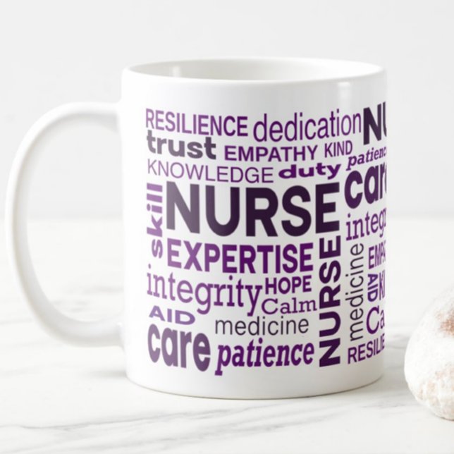 Mug Nurse Values Purple Typography Appreciation (Créateur téléchargé)