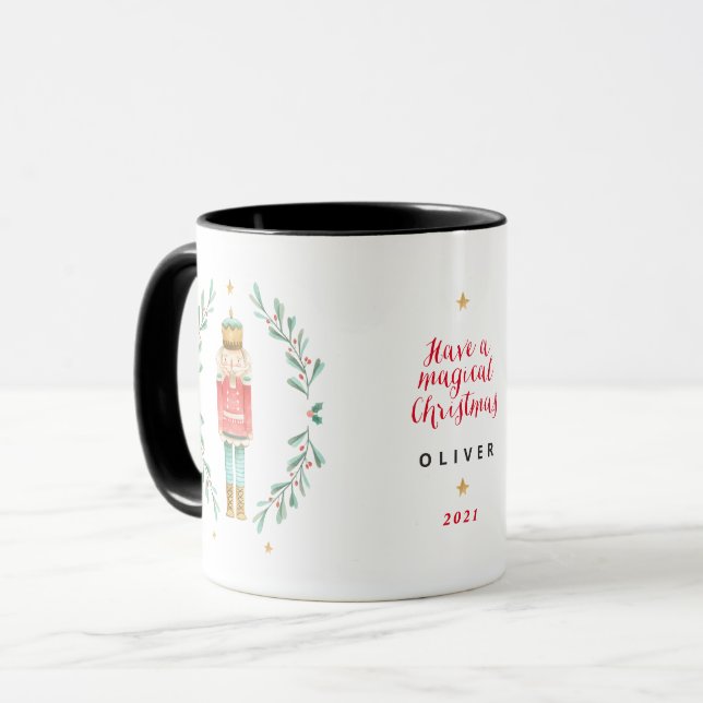 Mug Nutcracker aquarelle botanique mignon Noël Cof (Devant gauche)