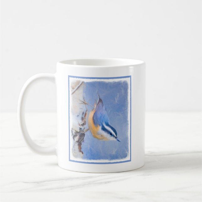 Mug Nuthatch à poitrine rouge Peinture d'art original  (Gauche)