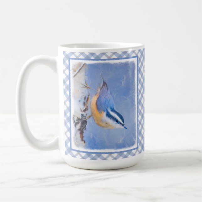 Mug Nuthatch à poitrine rouge Peinture d'art original  (Gauche)