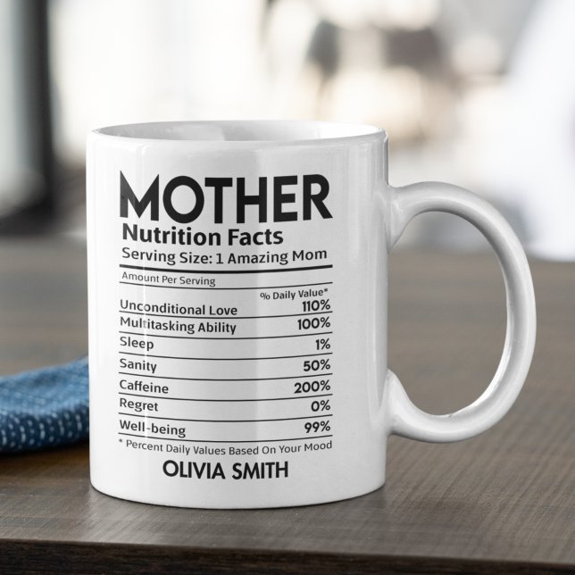 Mug Nutrition Facts Mother Funny Mother (Créateur téléchargé)