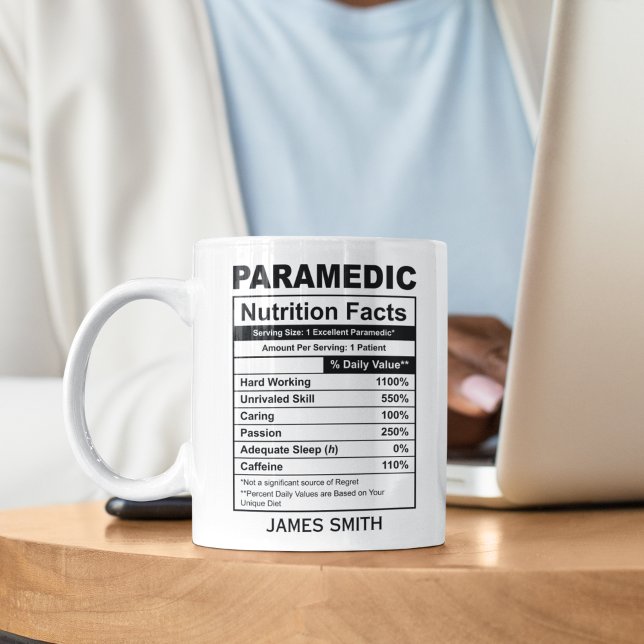 Mug Nutrition Facts Paramedic Funny Paramedic (Créateur téléchargé)