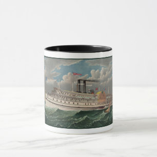 Mug NY Voyage Grand Bateau à roue à aubes à vapeur The