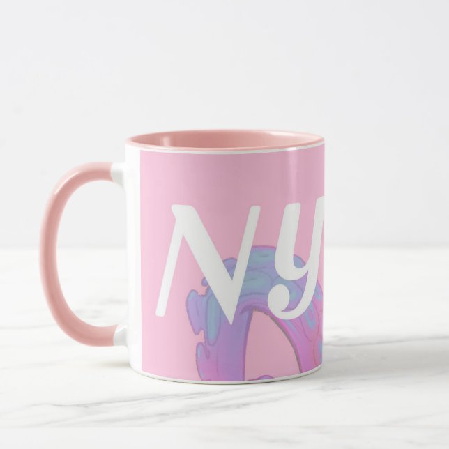 Mug NYGEL (rose et blanc) (Gauche)