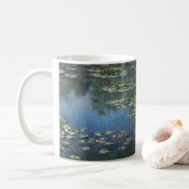 Mug Nymphéas par Claude Monet, Fleurs Vintage (Avec donut)