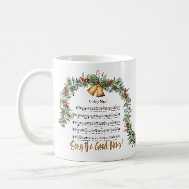 Mug O SAINTE NUIT Noël Nativité Hymne Écriture (Gauche)