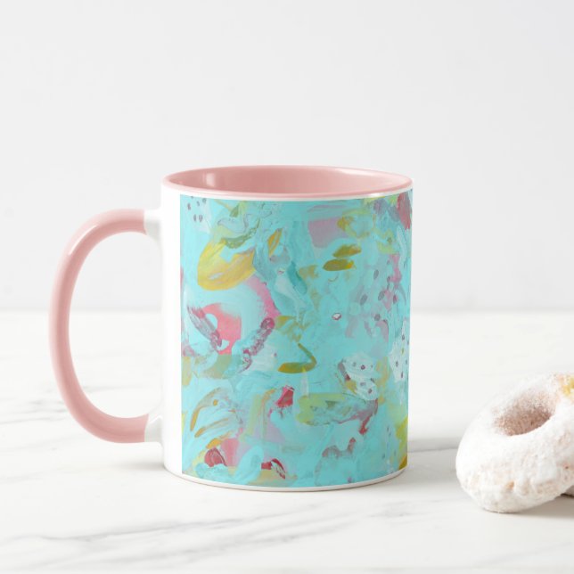 Mug Oasis Turquoise élégant Abstrait de rose (Avec donut)