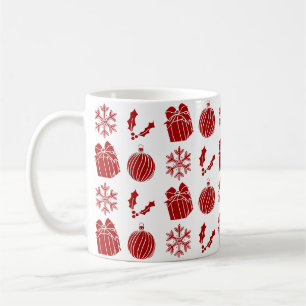 Mug Objets de Noël - Flocon de neige, houx, cadeau et