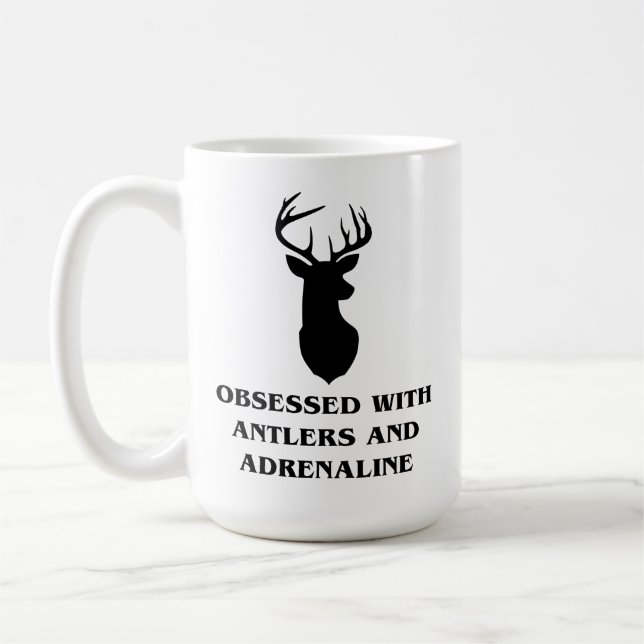 Mug Obsédé par les Antlers et la Chasse aux Cerfs d'Ad (Gauche)