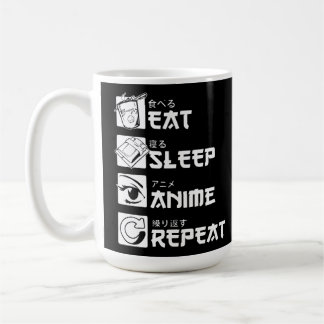 Mug Obsession de l'animal : Manger, Dormir, Anime, Rép