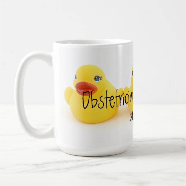 Mug Obstétriciens et canards en caoutchouc jaunes (Gauche)