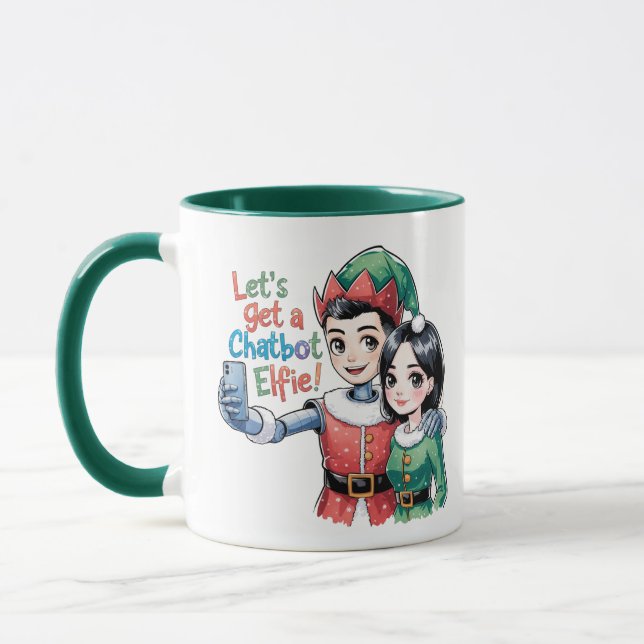 Mug 🤖 Obtenons un Chatbot Elfie Mèmes de Noël amusant (Gauche)