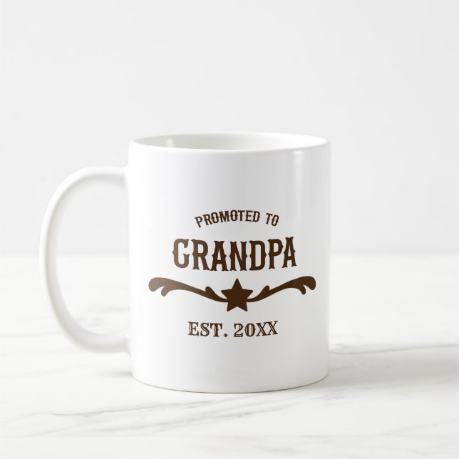 Mug Occidental Promu À Grand-Père Année Personnalisée  (Gauche)