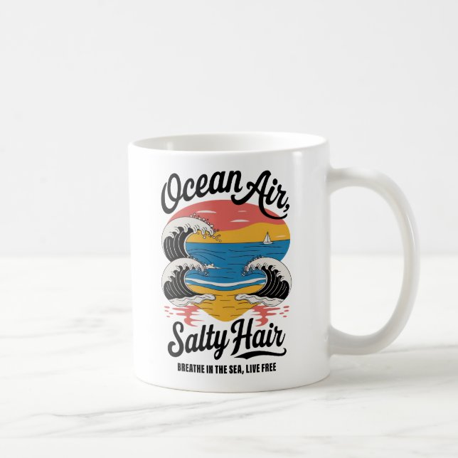 Mug Ocean Air Salty Hair Surf Beach Design (Droite)