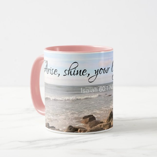 Mug Océan Atlantique Bord de mer Bible Verset Mer Vagu (Devant gauche)