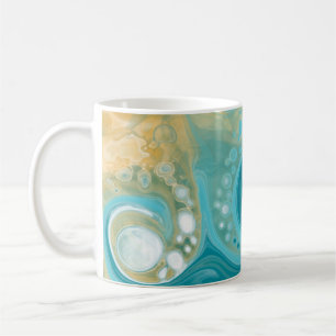 Mug Ocean Blue Waves et Sandy Brown Fluid Art