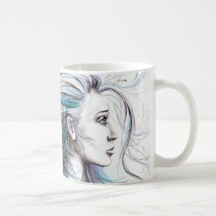 Mug Ocean girl Naureal Watercolor art