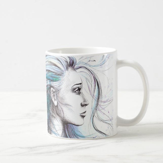 Mug Ocean girl Naureal Watercolor art (Droite)