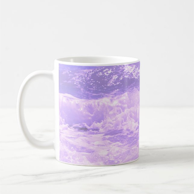 Mug Ocean Sea Beach Purple Waves Water  (Gauche)