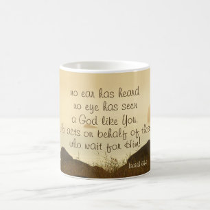 Mug Océan Shorline de vers de bible de 64:4 d'Isaïe