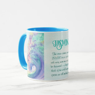 Mug Ocean Wave aquarelle par Miranda texte personnalis
