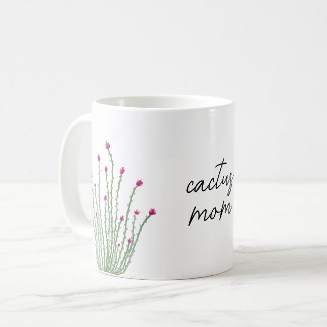 Mug Ocotillo rose Fleur Cactus Maman Aquarelle (Devant gauche)