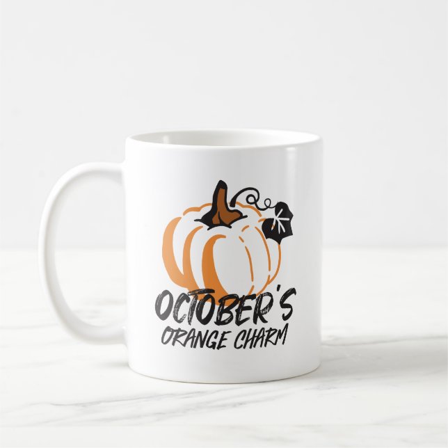 Mug Octobre Charme orange : Silhouet Citrouille captiv (Gauche)