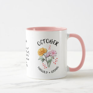 Mug OCTOBRE Mois de naissance Fleur Nom personnalisé C