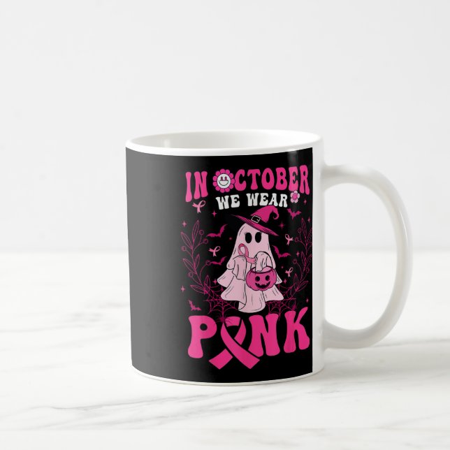 Mug Octobre Nous Portons Chemise Rose Fantôme Hallowee (Droite)